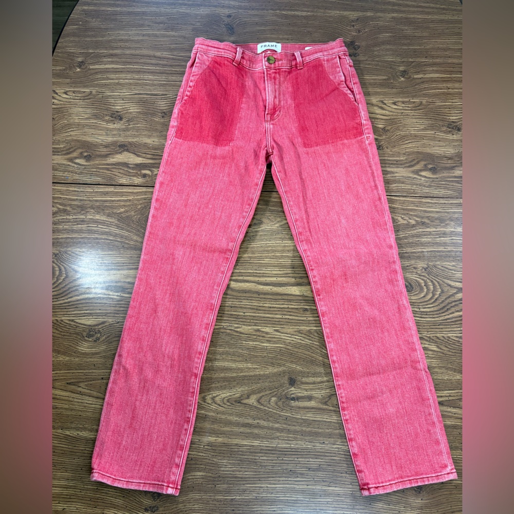Frame Le High Straight Jeans Size 26 Red